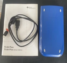 Texas Instruments TI-84 Plus C Silver Edition Graphing Calculator USB Cord- Blue