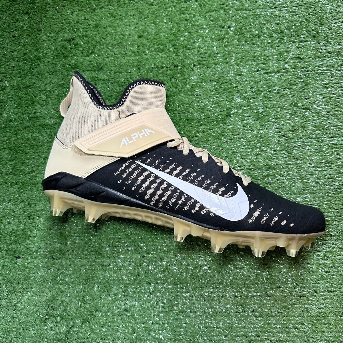 Nike Alpha Menace Pro 2 Mid Black Gold Mens Football Cleats Size 11.5 BV3945 700 NIKE Alpha Menace Pro 2 Mid Black Gold Football Cleats Men main image 3