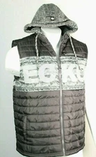 ECKO UNTLD Size Large Gray Black Puffer Men's Drawstring Hooded Vest MSRP $68