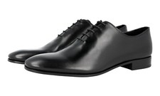 PRADA OXFORD 1 PIECE LEATHER ULTRA CLEAN LOOK DRESS SHOES BLACK US 10 EU 43