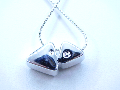 Swarovski Swan Signed Crystal Rhodium Plated Necklace Asymmetrical Triangles - Picture 3 of 4
