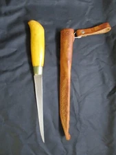 10.5" "J. Marttiini Finland" Fish Filet Knife & Leather Sheath - I COMBINE SHIPN