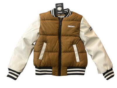 DKNY Boys' Varsity Puffer Jacket Size Brown MSRP $120 UK