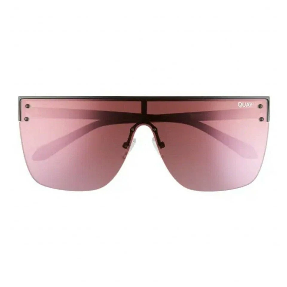 Gafas de sol Quay Australia bloqueadas de gran tamaño con escudo sin montura negro rosa baya Foto 2 de 4