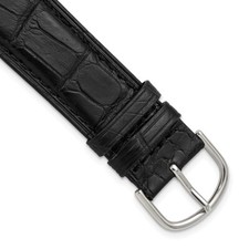 DeBeer 18mm Genuine Matte Alligator Black Silver-tone Buckle Watch Band