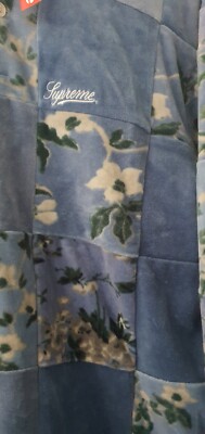 FW21 Supreme Floral Patchwork Velour L/S Polo Shirt S Small long