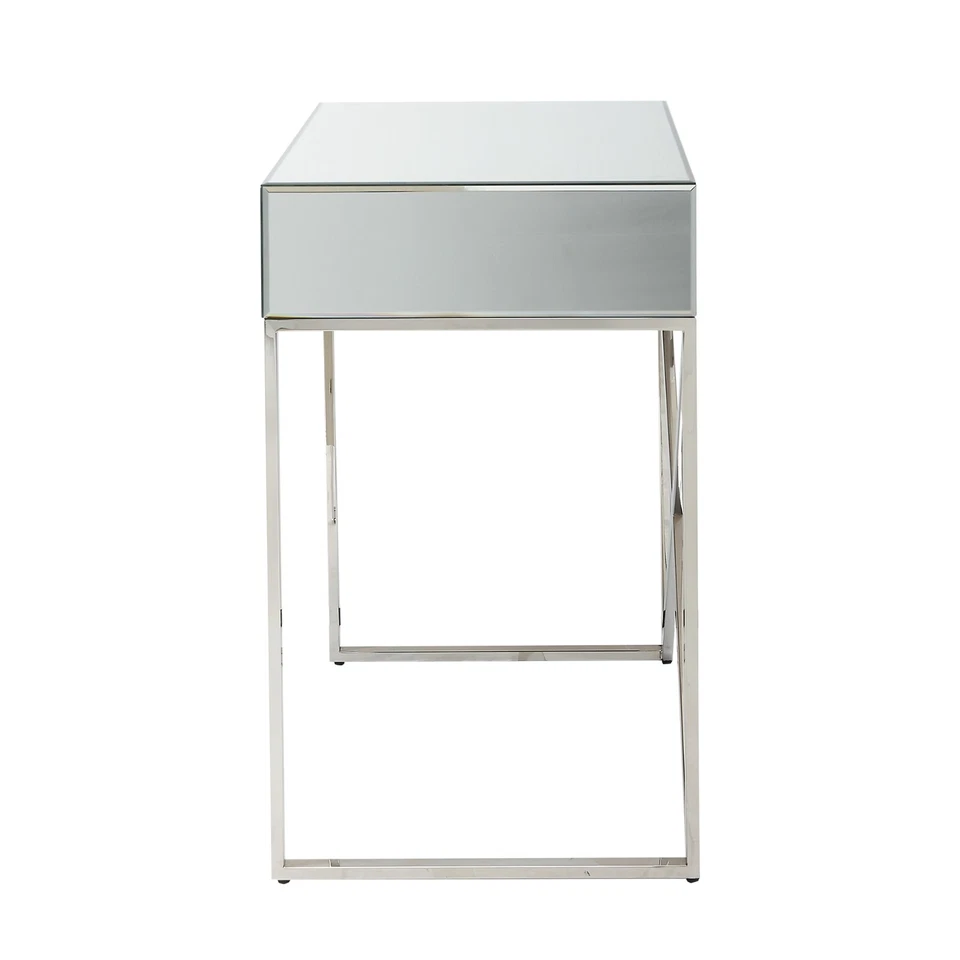 Mirrored Console Table with 2 Drawers X Frame Modern Hallway Table Cross Legs - Image 4 of 4