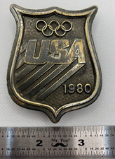 1980 USA Olympic Brass Belt Buckle Bergamot Brass Works Vintage