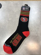 NFL 4 Stripe Deuce Crew Sock, San Francisco 49ers, Large