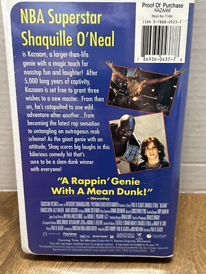 VHS SHAQ KAZAAM 1997 Clam Shell NBA Superstar Comedy Genie