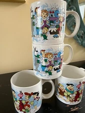 The Jetson's and Flintstones Carnation Mugs 1992 Hanna-Barbera Productions