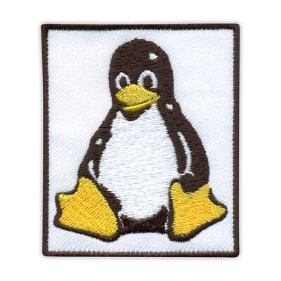 Linux Betriebssystem - Smoking, weißer Hintergrund Patch/Abzeichen bestickt