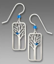 Sienna Sky Earrings Sterling Silver Hook Blue Bird in a Tree Handmade in USA