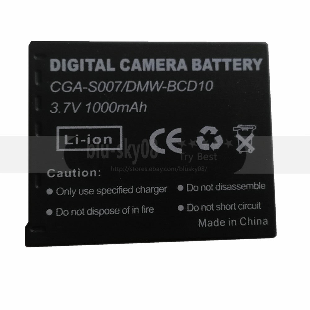 Pacco Batteria CGA-S007E Per Fotocamera Panasonic Lumix DMC-TZ3 TZ5 1000 MAh Con Caricabatterie - Foto 2