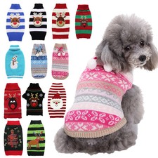 Christmas Dog Sweater for Small Dogs - Santa Claus Knit Pet Clothes for Poodle T