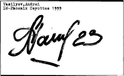 1990's -Andrei Vasilyev- Signed/Autograph/Auto Index Card New York Islanders NHL