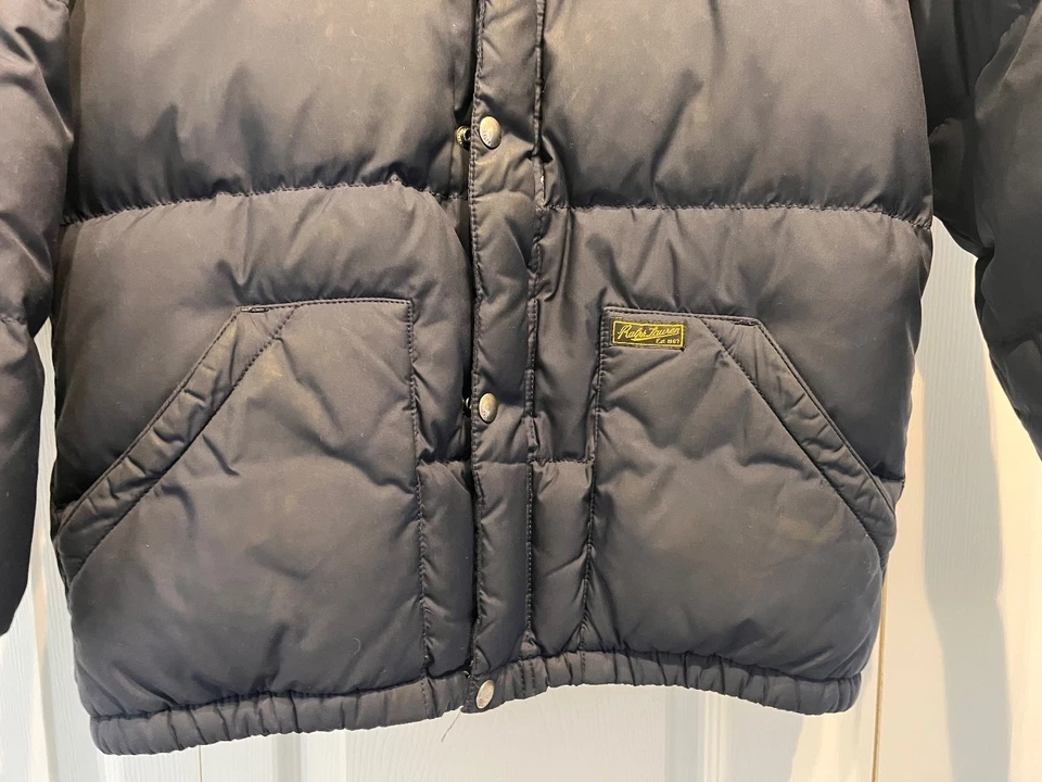 Chaqueta acolchada Polo Ralph Lauren para niños talla grande azul marino rojo abrigo con capucha Foto 2 de 4