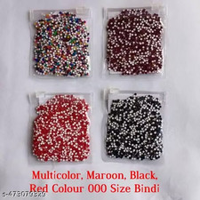 000 Size Velvet Small Bindi Combo Pack   Red Maroon Black  Multicolour pack 4