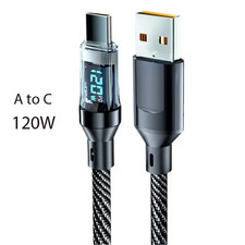 100W 120W USB C Cable Fast Charging Cord with LED Display, USB a to C C to C C