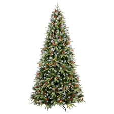 7ft Green Artificial Christmas Tree with LED Lights Red Fruit