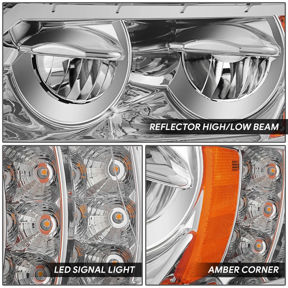 Faro de conversión reflector LED cromo ámbar para 02-15 International 4200 Foto 3 de 4