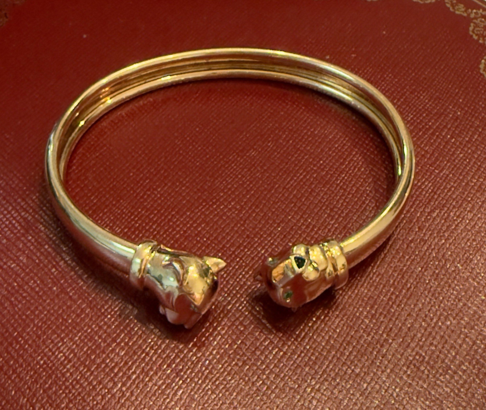 18k Solid Yellow Gold Panthere Bangle Bracelet Lo… - image 1