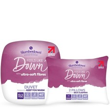 Image of Slumberdown Feels Like Down 13.5 Tog Winter Warm Duvet + 2 Pillows, Single
