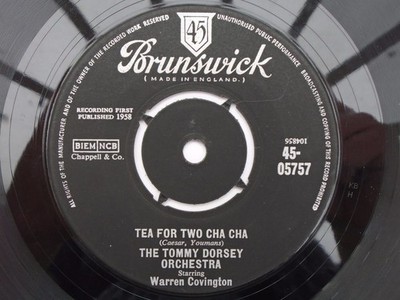 Tommy Dorsey Tea For Two Cha Cha 7'' Brunswick 05757 EX 1958 b-side with Warre...