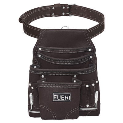 Fueri Premium Oil Tanned Leather Tool Pouch Adjustable Belt Dual Hammer Holder