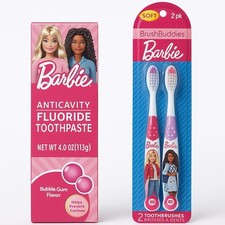 Barbie Kids Toothpaste  Toothbrush Set   BrushBuddies, Bubble Gum Flavor