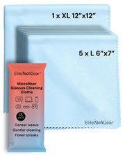 6-Pack Microfiber Cleaning Cloths - 5x6"  12x12" Streak-Free Wipes for Glasses,