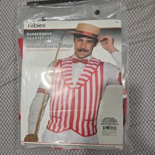 Rubies Barbershop Quartet Vest for Adults, Men's Standard Red White Strip Dapper