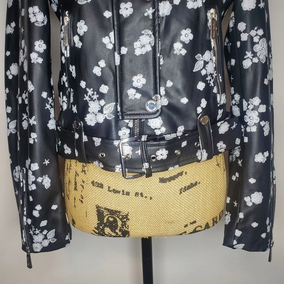 Chaqueta de Moto MICHAEL Michael Kors Cuero Floral Talla Pequeña Foto 4 de 4