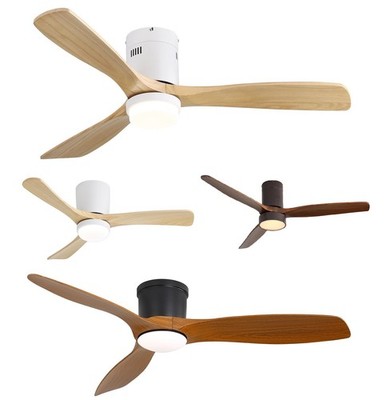 42/52'' Flush Mount Ceiling Fan With Light & Remote for Bedroom Indoor Outdoor 
