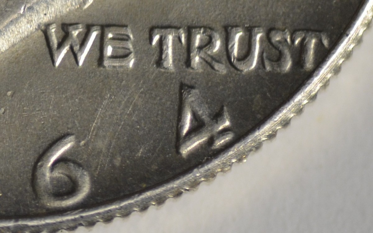 1964 D KENNEDY HALF DOLLAR QDO ERROR, GEM BU DOUBLED DIE TIMES 2