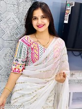 Women's Georgette Saree with Separate Blouse Piece