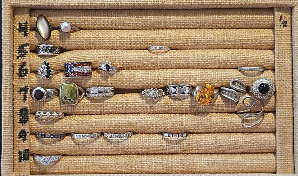 Lote De 20 Anillos De Colección/Ahora Plata De Ley 925 Circonita Gemas Zafiro Estilos Mxd 97g Foto 2 de 4