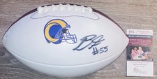 BRADEN FISKE SIGNED AUTOGRAPHED LOS ANGELES RAMS F/S WHITE FOOTBALL JSA COA RARE