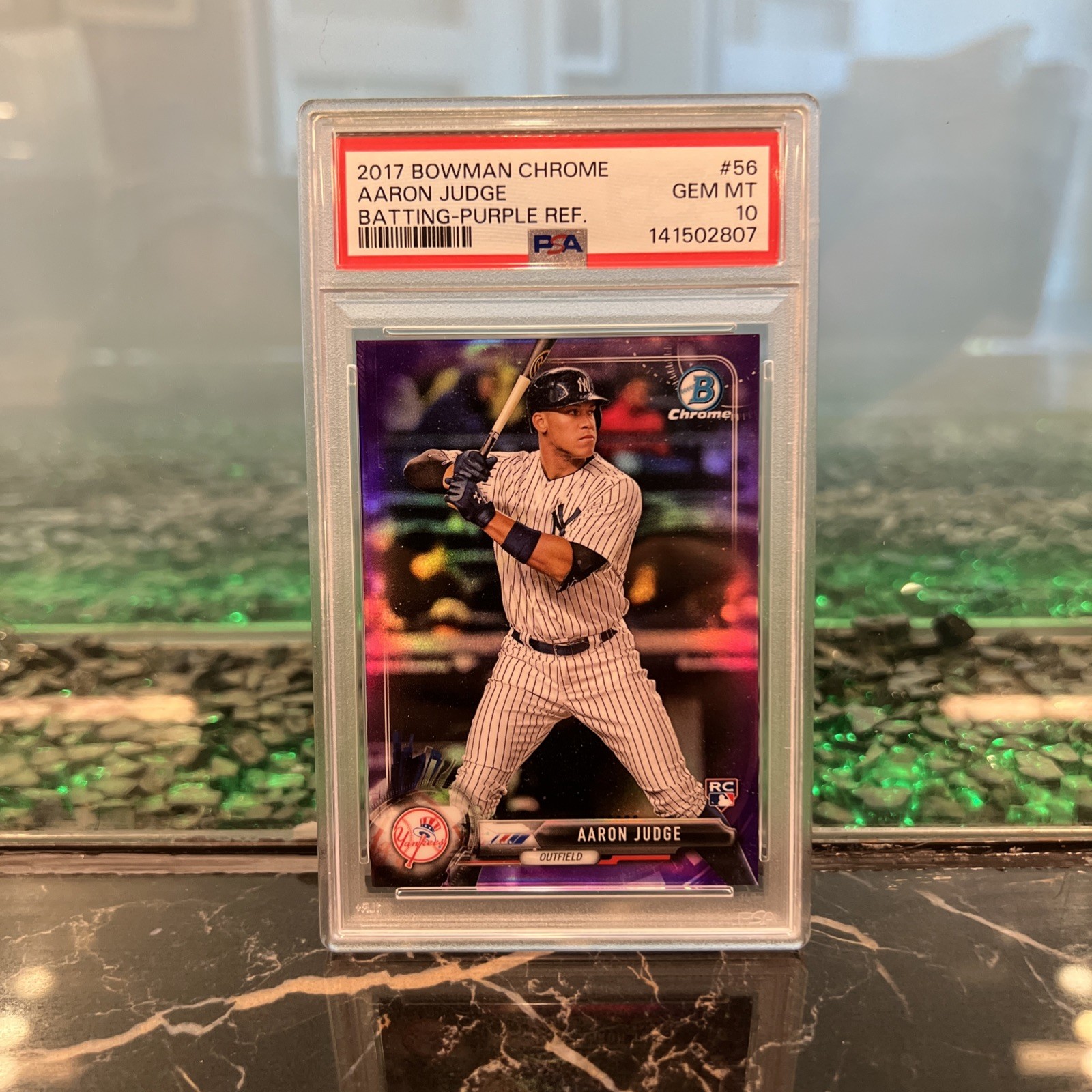 2017 Bowman Chrome Rookie Aaron Judge Purple Refractor /250 Batting #56 PSA 10