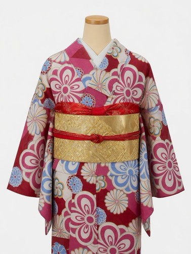  Vibrant Pink Floral 2尺袖 (小振袖 Koburi sode ) Kimono – Great with Hakama!