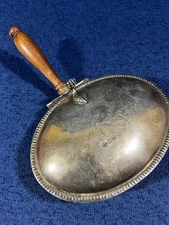 Vintage Sheffield Silver Plate Crumb Catcher Silent Butler HORSE Wood Handle