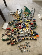 Fisher-Price GeoTrax Large Lot Train Set Cars Buildings Remote People