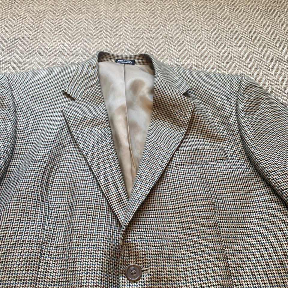 Alan Flusser Blazer мужской 40с коричневый гончая 2 пуговицы шелк шерсти спортивная куртка - Изображение 4 из 4