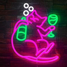 Drunk Cat Neon Sign Light Cat Beer Bar Neon Sign for Wall Decor with Dimmable