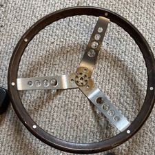 Vintage Faux Wooden Steering Wheel Three Spoke Unknown Make