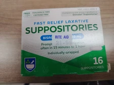 Rite Aid Fast Relief Laxative Suppositories, Bisacodyl USP,  16 Count.:.12/27.11