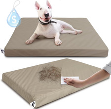 Waterproof Leather Dog Bed Crate Pad, Durable Brown Pet Mattress for Medium Dogs