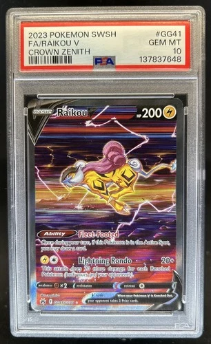 2023 Pokemon SWSH Raikou V Galarian Gallery Full Art #GG41/GG70 PSA 10 GEM MINT