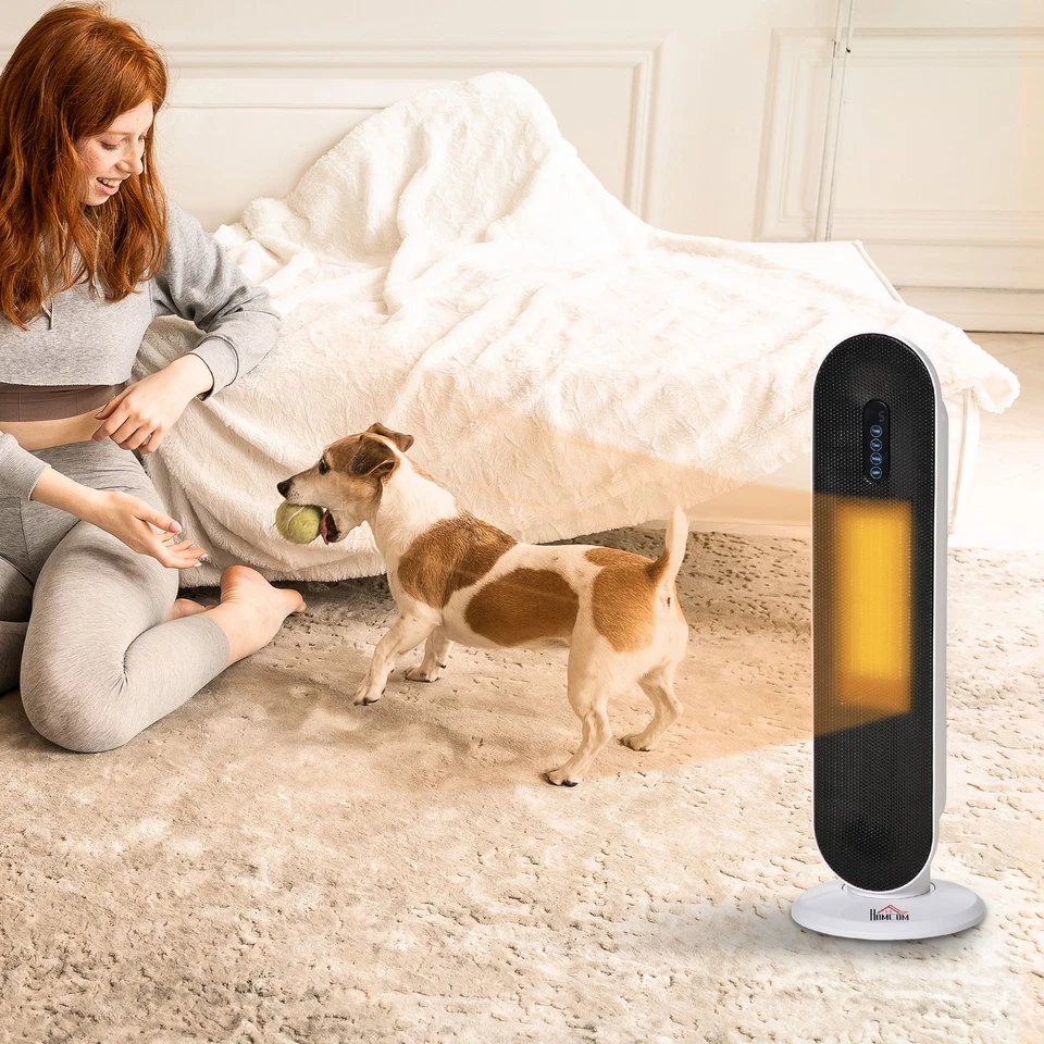 HOMCOM Mini Stufa Elettrica Oscillante a 2 Modalità con Telecomando Bianco Nero - Immagine 3 di 4