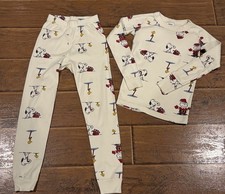 Hanna Andersson Peanuts Holiday Pajamas Size 120 US6/7 Snoopy Long Johns